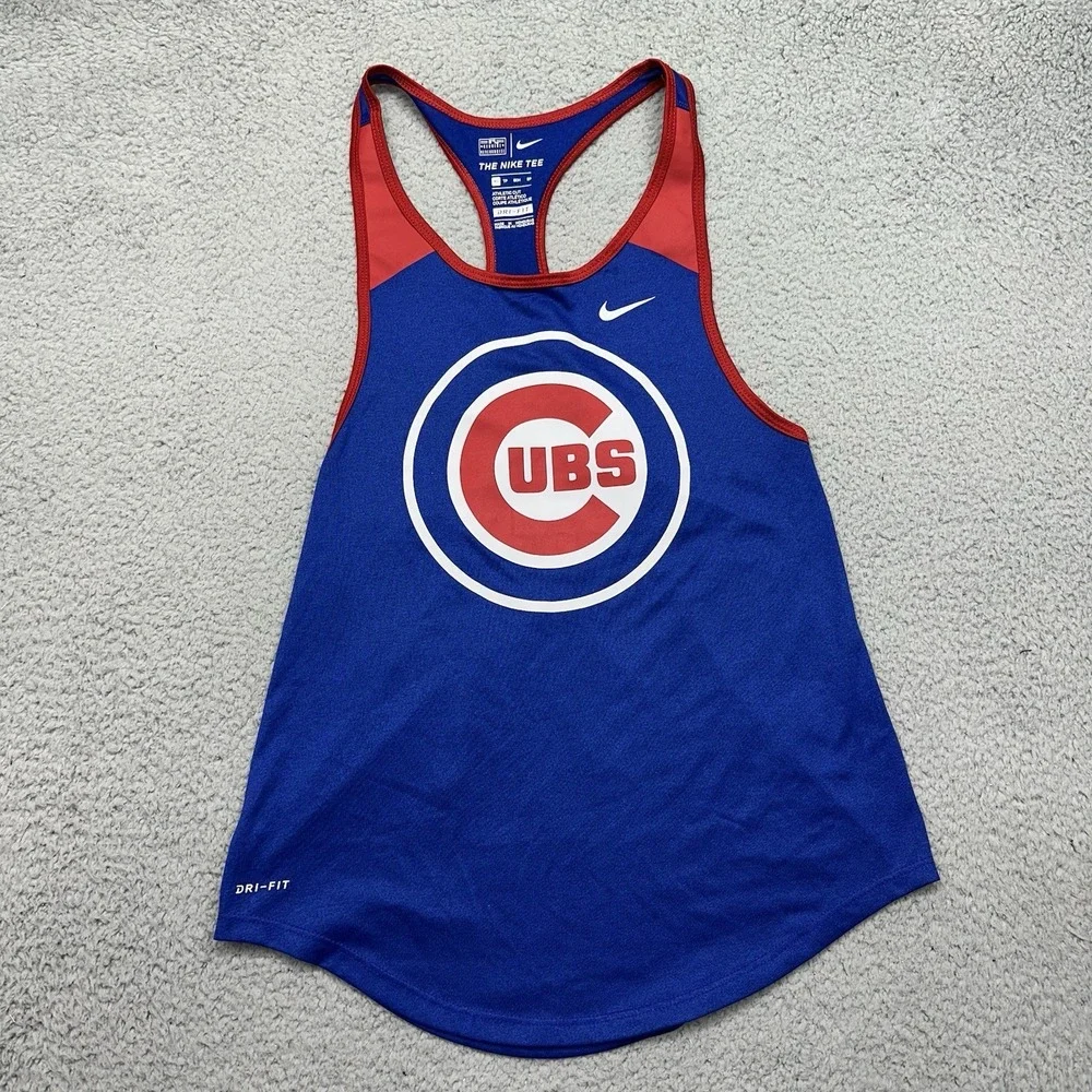 Nike The Nike Tee 34233X-CB1 Dri-Fit Size XS MLB Chicago Cubs Racerback Tank Top